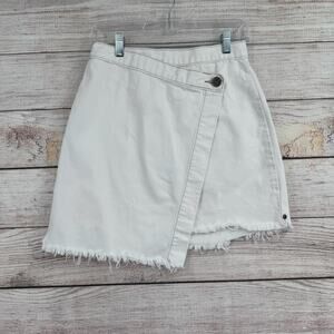 One Teaspoon Skirt Womens 29 White Asymmetrical Distressed Raw Hem Denim Luxe
